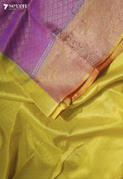 Drift Bloom Dust Signature Seven Handloom Violet Bangalore Pure Silk Saree|Silk Mark Certified - Seven Sarees - Saree - Seven Sarees