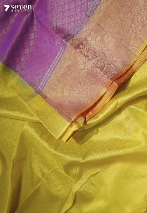 Drift Bloom Dust Signature Seven Handloom Violet Bangalore Pure Silk Saree|Silk Mark Certified - Seven Sarees - Saree - Seven Sarees