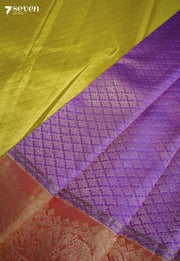 Drift Bloom Dust Signature Seven Handloom Violet Bangalore Pure Silk Saree|Silk Mark Certified - Seven Sarees - Saree - Seven Sarees