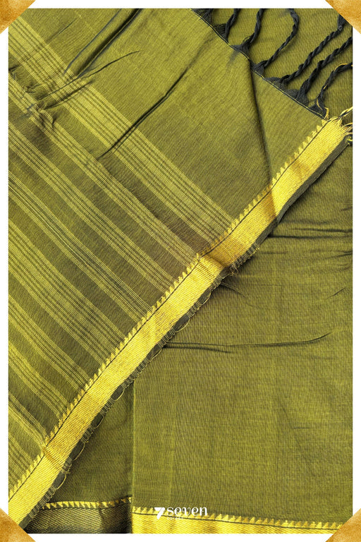 Dundu Mallige Signature Seven Handloom Green Bangalore Silk Cotton Saree - Seven Sarees - Saree - Seven Sarees