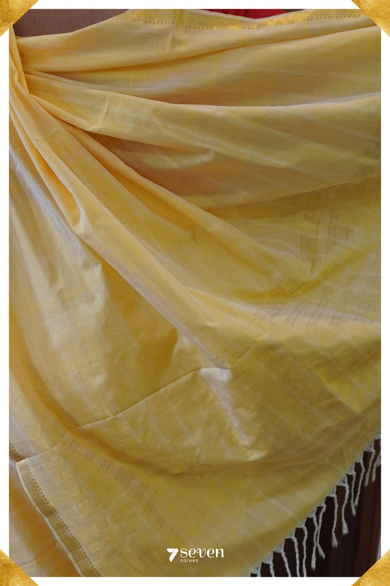 Durga Kodiyala Handloom Sandal Gold Silk Cotton Saree - Seven Sarees - Saree - Seven Sarees