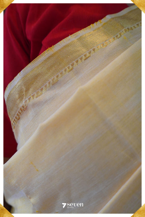 Durga Kodiyala Handloom Sandal Gold Silk Cotton Saree - Seven Sarees - Saree - Seven Sarees