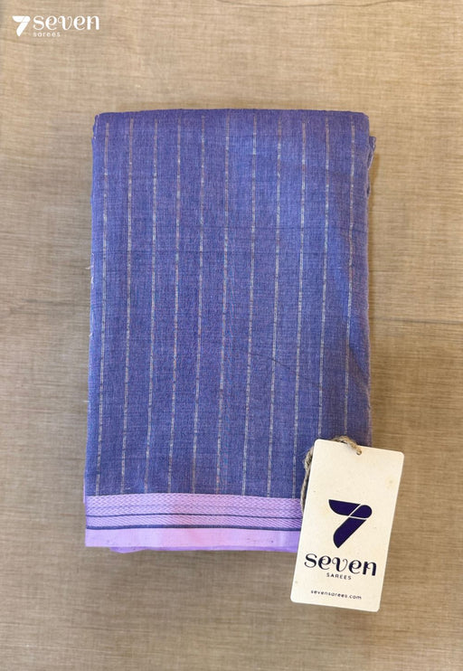 Elaichi Cloud Seven Handloom Navy Bangalore Pure Cotton Saree - Seven Sarees - Saree - Seven Sarees