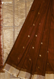 Elarvi Signature Seven Handloom Brown Bangalore Pure Silk Cotton Saree - Seven Sarees - Saree - Seven Sarees