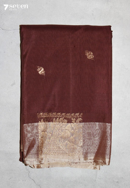 Elarvi Signature Seven Handloom Brown Bangalore Pure Silk Cotton Saree - Seven Sarees - Saree - Seven Sarees