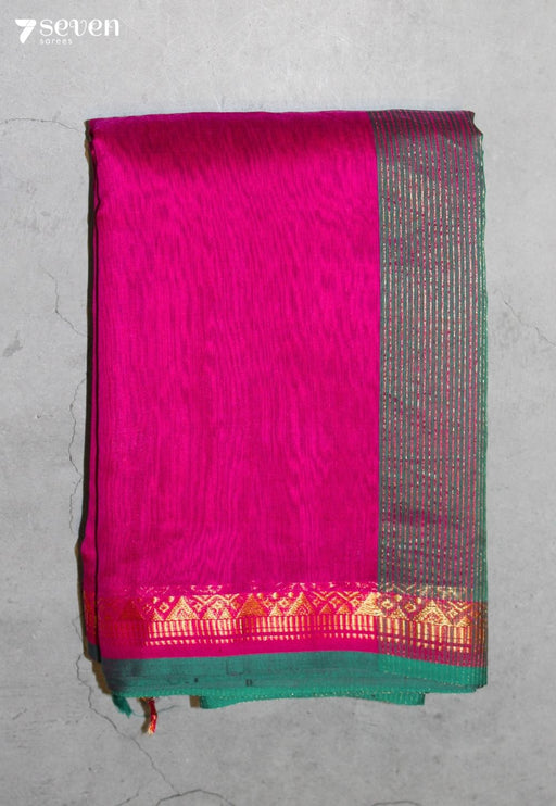Ervaya Maheshwari Handloom Pink Silk Cotton Saree - Seven Sarees - Seven Sarees
