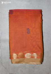 Eshira Signature Seven Handloom Orange Bangalore Pure Cotton Saree - Seven Sarees - Saree - Seven Sarees