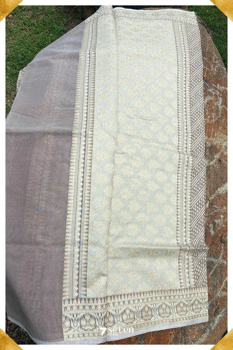 Feni Benares Grey Handloom Pure Cotton Saree - Seven Sarees - Saree - Seven Sarees