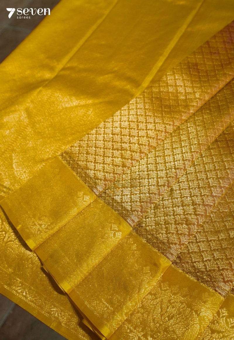 Field Flower Dust Signature Seven Handloom Gold Bangalore Pure Silk Saree|Silk Mark Certified - Seven Sarees - Saree - Seven Sarees