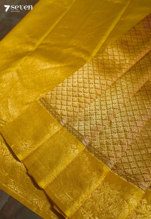 Field Flower Dust Signature Seven Handloom Gold Bangalore Pure Silk Saree|Silk Mark Certified - Seven Sarees - Saree - Seven Sarees