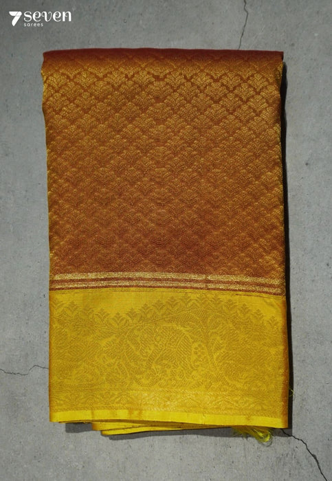 Field Flower Dust Signature Seven Handloom Gold Bangalore Pure Silk Saree|Silk Mark Certified - Seven Sarees - Saree - Seven Sarees