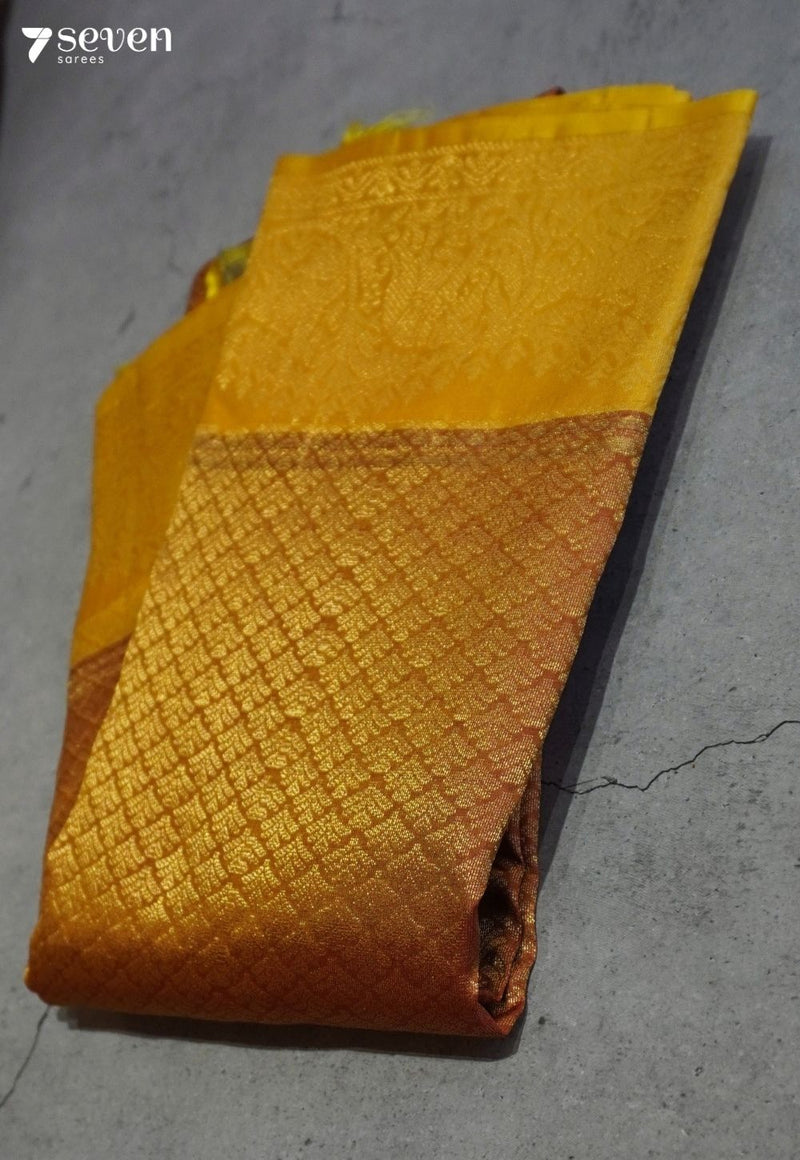Field Flower Dust Signature Seven Handloom Gold Bangalore Pure Silk Saree|Silk Mark Certified - Seven Sarees - Saree - Seven Sarees