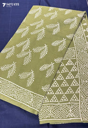 Fig Field Jaipur Green Handblock 100% Cotton Saree - Seven Sarees - Saree - Seven Sarees