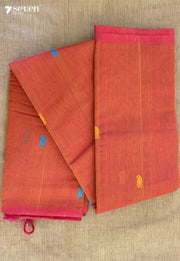 Fire Petal Signature Seven Handloom Red Bangalore Pure Cotton Saree - Seven Sarees - Saree - Seven Sarees