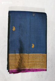 Gajakesari Signature Seven Handloom Peacock Blue Bangalore Pure Silk Cotton Saree - Seven Sarees - Saree - Seven Sarees