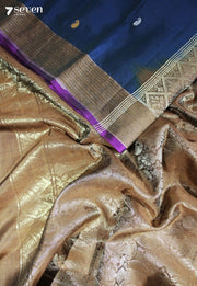 Gajakesari Signature Seven Handloom Peacock Blue Bangalore Pure Silk Cotton Saree - Seven Sarees - Saree - Seven Sarees