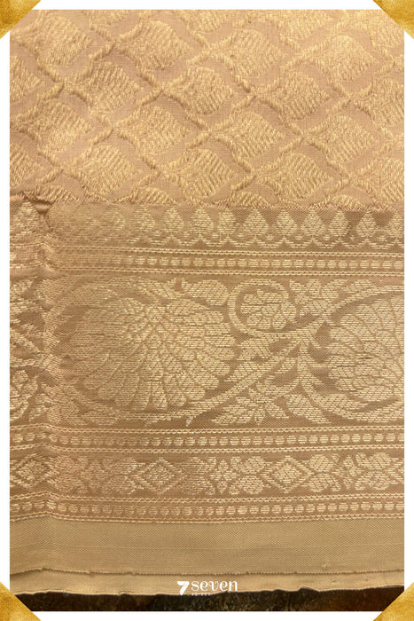 Gandaki Benares Handloom Beige Pure Silk Saree | Silk Mark Certified - Seven Sarees - Saree - Seven Sarees