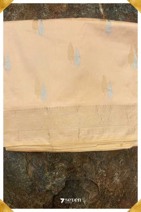 Gandaki Benares Handloom Beige Pure Silk Saree | Silk Mark Certified - Seven Sarees - Saree - Seven Sarees