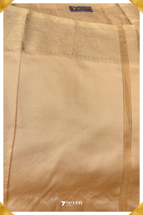 Gandaki Benares Handloom Beige Pure Silk Saree | Silk Mark Certified - Seven Sarees - Saree - Seven Sarees