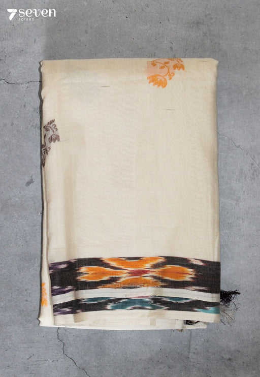 Gerani Signature Seven Handloom Off-White Bangalore Pure Cotton Saree - Seven Sarees - Saree - Seven Sarees