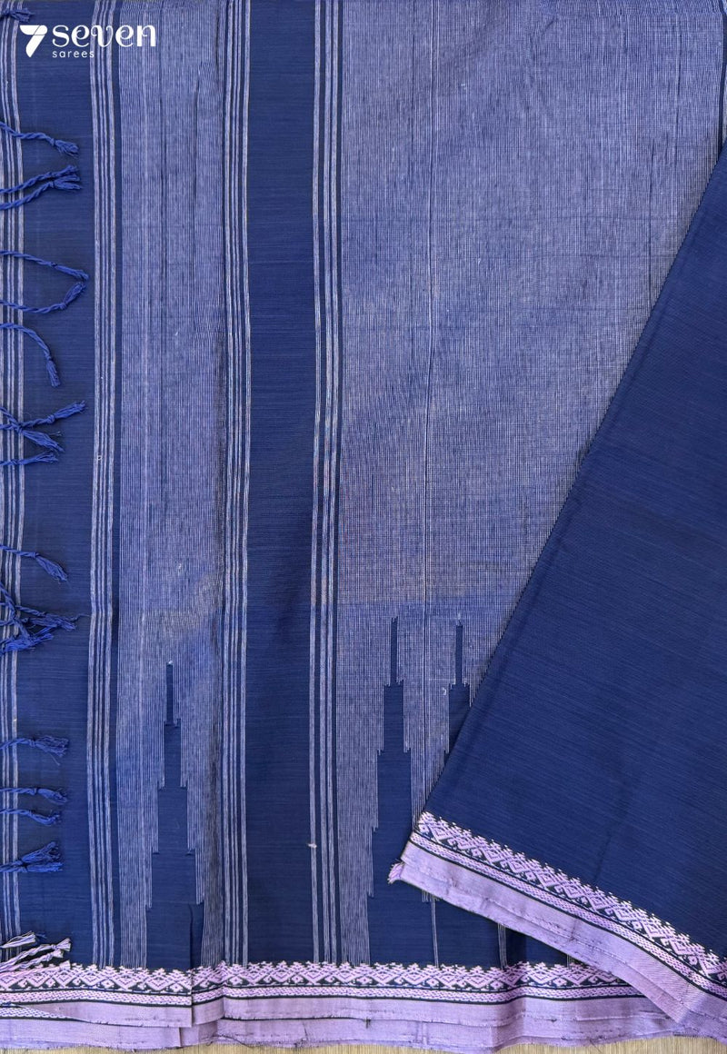 GleamSoil Signature Seven Handloom Blue Bangalore Vegan Silk Saree - Seven Sarees - Saree - Seven Sarees