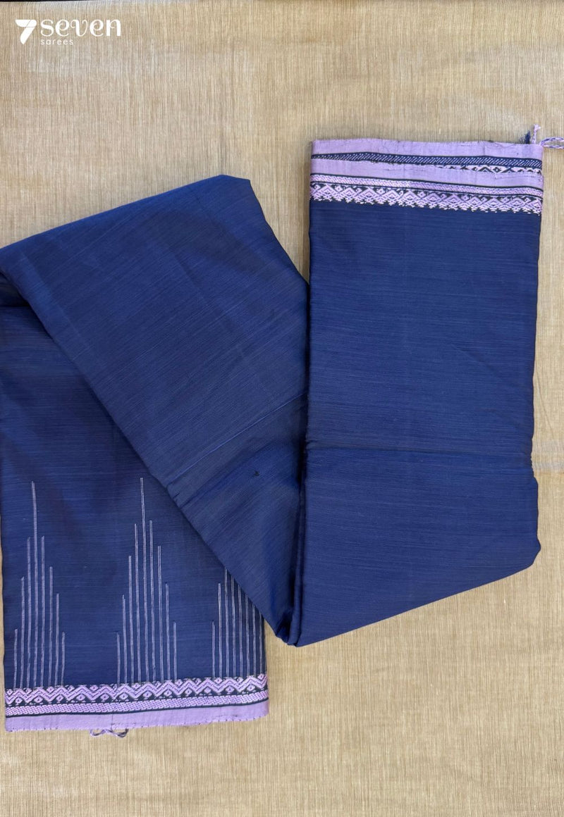 GleamSoil Signature Seven Handloom Blue Bangalore Vegan Silk Saree - Seven Sarees - Saree - Seven Sarees