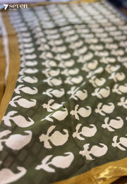 Golden Hour Jaipur Mustard Handblock 100% Cotton Saree - Seven Sarees - Saree - Seven Sarees