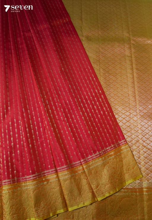 Golden Stairs Signature Seven Handloom Coral Bangalore Pure Silk Saree|Silk Mark Certified - Seven Sarees - Saree - Seven Sarees