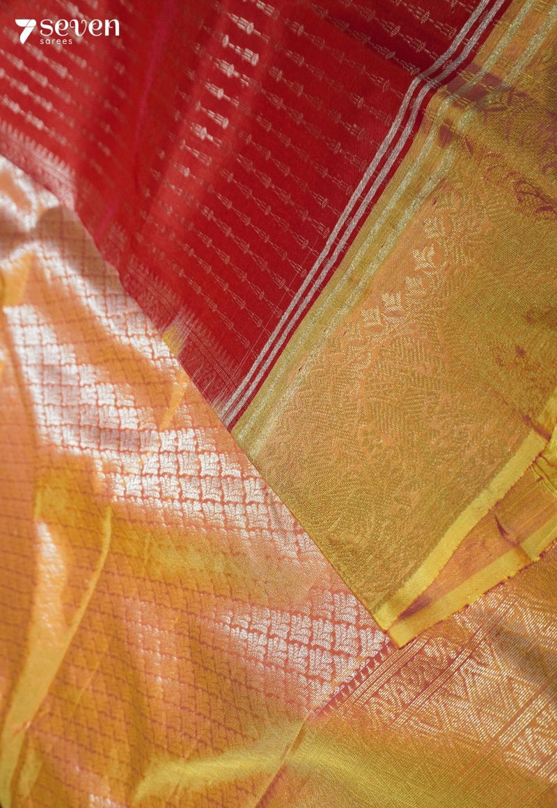 Golden Stairs Signature Seven Handloom Coral Bangalore Pure Silk Saree|Silk Mark Certified - Seven Sarees - Saree - Seven Sarees