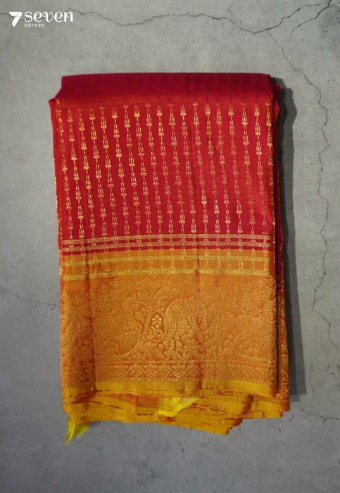 Golden Stairs Signature Seven Handloom Coral Bangalore Pure Silk Saree|Silk Mark Certified - Seven Sarees - Saree - Seven Sarees