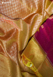 Golden Stairs Signature Seven Handloom Dark Pink Bangalore Pure Silk Saree|Silk Mark Certified - Seven Sarees - Saree - Seven Sarees