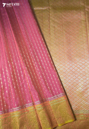 Golden Stairs Signature Seven Handloom Dark Pink Bangalore Pure Silk Saree|Silk Mark Certified - Seven Sarees - Saree - Seven Sarees