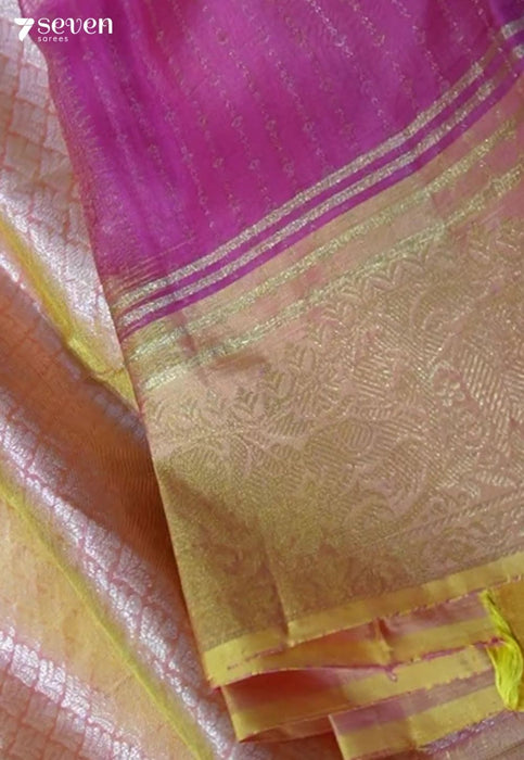 Golden Stairs Signature Seven Handloom Dark Pink Bangalore Pure Silk Saree|Silk Mark Certified - Seven Sarees - Saree - Seven Sarees