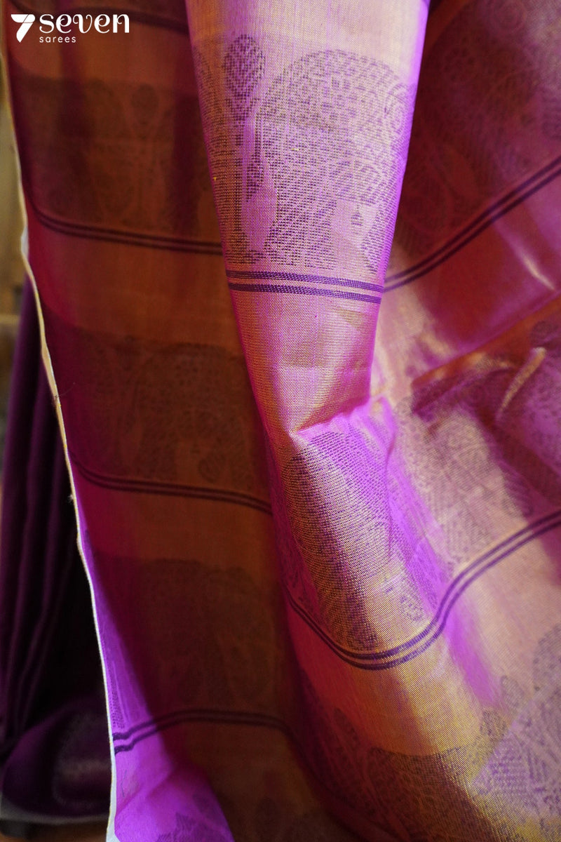 Golden Swan Seven Signature Seven Handloom Pink Bangalore Vegan Silk Saree - Seven Sarees - Saree - Seven Sarees