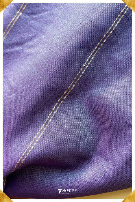 Golden Thistle Signature Seven Handloom Purple Bangalore Silk Cotton Saree - Seven Sarees - Saree - Seven Sarees