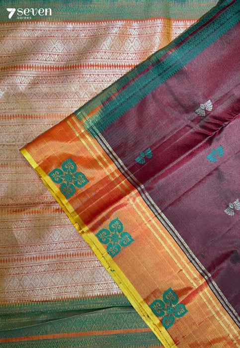 Golden wings Signature Seven Handloom Red Bangalore Pure Silk Saree|Silk Mark Certified - Seven Sarees - Saree - Seven Sarees