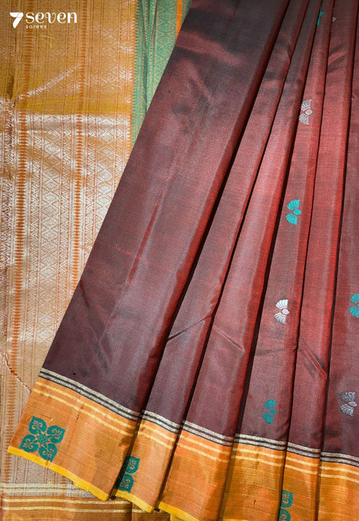 Golden wings Signature Seven Handloom Red Bangalore Pure Silk Saree|Silk Mark Certified - Seven Sarees - Saree - Seven Sarees