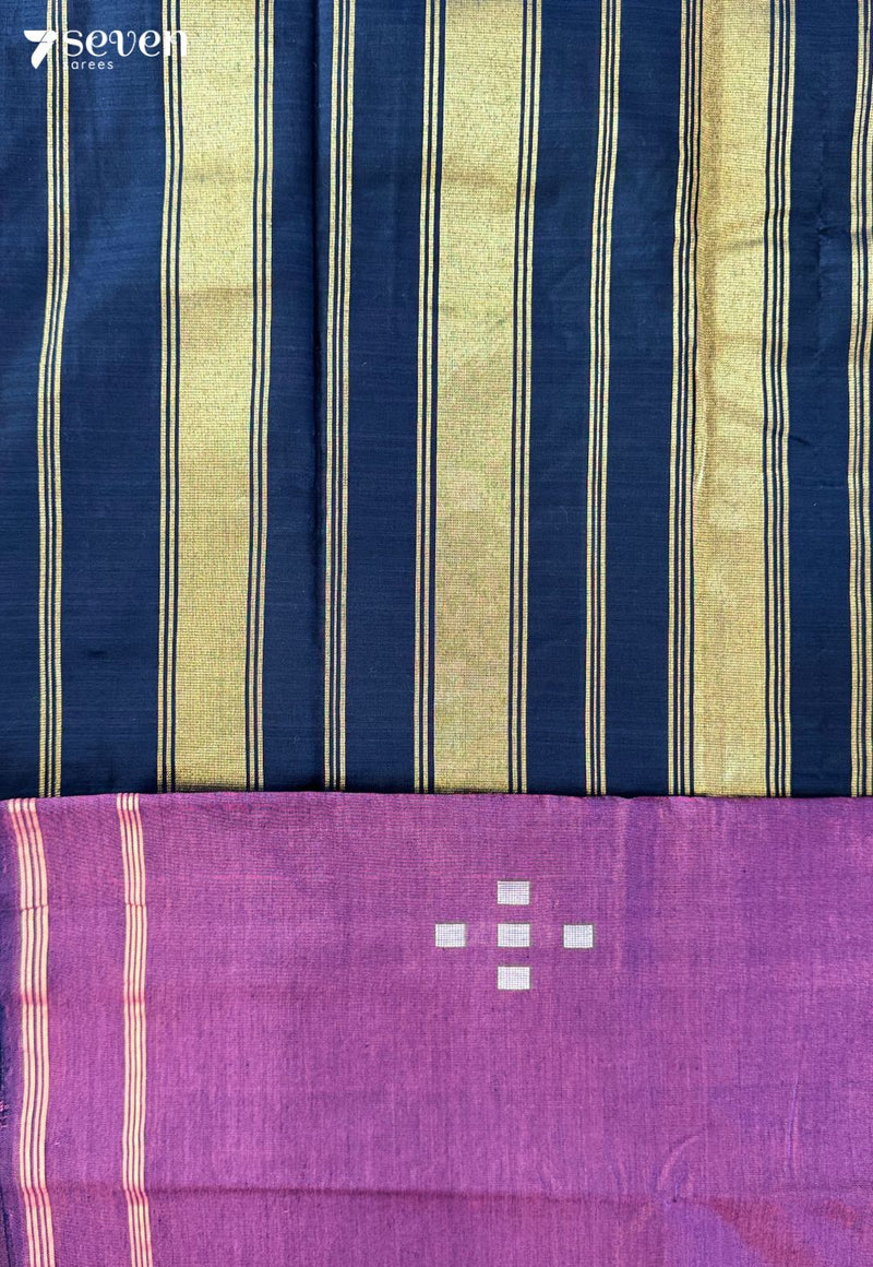 Haldi Coral Signature Seven Handloom Violet Bangalore Vegan Silk Saree - Seven Sarees - Saree - Seven Sarees