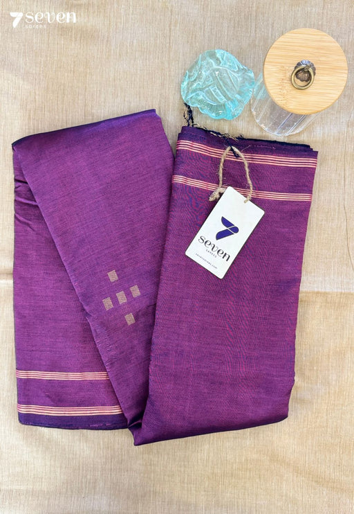 Haldi Coral Signature Seven Handloom Violet Bangalore Vegan Silk Saree - Seven Sarees - Saree - Seven Sarees