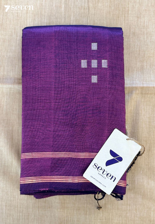 Haldi Coral Signature Seven Handloom Violet Bangalore Vegan Silk Saree - Seven Sarees - Saree - Seven Sarees