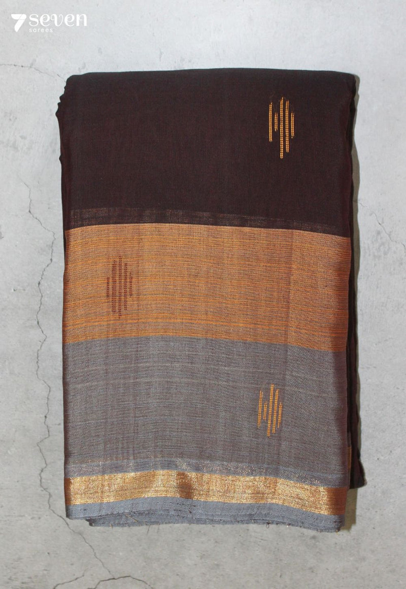 Haripriya Signature Seven Handloom Brown Bangalore Pure Cotton Saree - Seven Sarees - Saree - Seven Sarees