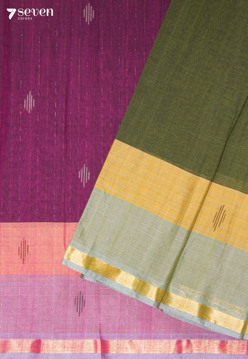 Harshita Signature Seven Handloom Green Bangalore Pure Cotton Saree - view 5