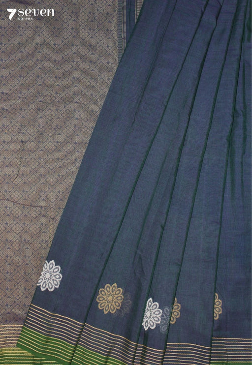 Harvesha Signature Seven Handloom Blue Bangalore Pure Cotton Saree - Seven Sarees - Saree - Seven Sarees