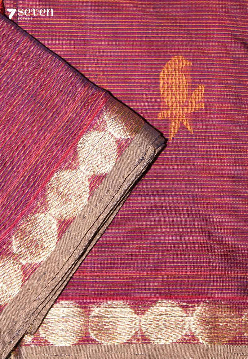 Harvya Signature Seven Handloom Red Bangalore Pure Cotton Saree - Seven Sarees - Saree - Seven Sarees