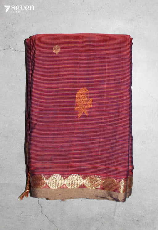 Harvya Signature Seven Handloom Red Bangalore Pure Cotton Saree - Seven Sarees - Saree - Seven Sarees