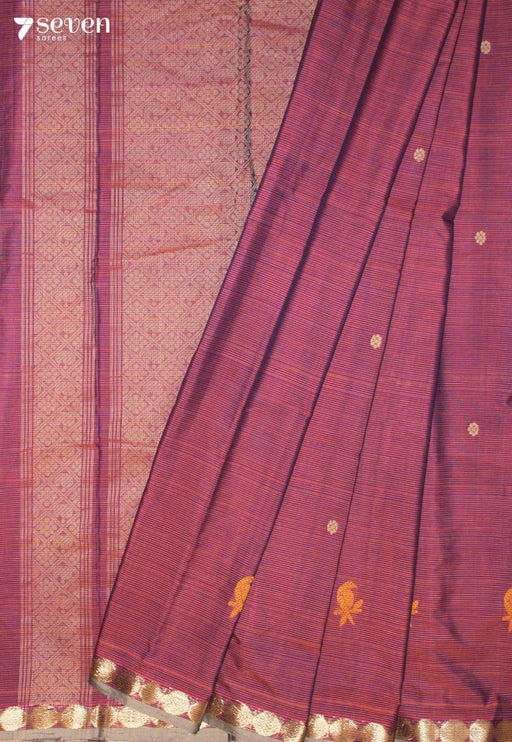Harvya Signature Seven Handloom Red Bangalore Pure Cotton Saree - Seven Sarees - Saree - Seven Sarees