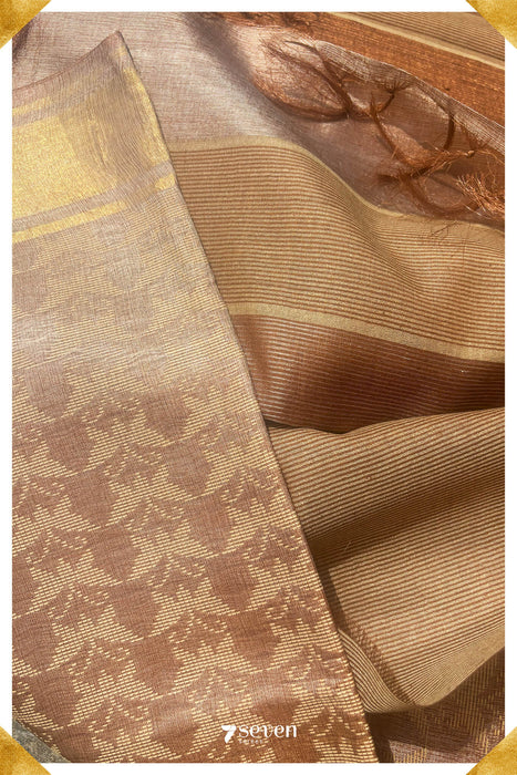 Heather Chattisgarh Brown Pure Kosa Silk Saree|Silk Mark Certified - Seven Sarees - Saree - Seven Sarees