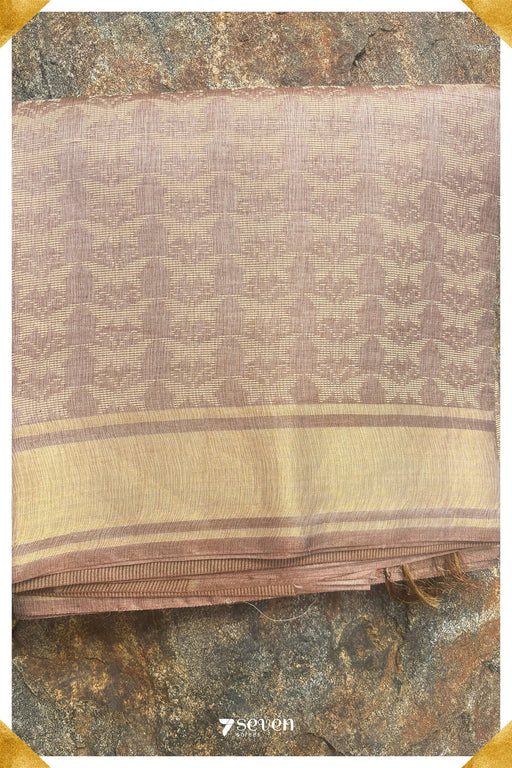 Heather Chattisgarh Brown Pure Kosa Silk Saree|Silk Mark Certified - Seven Sarees - Saree - Seven Sarees