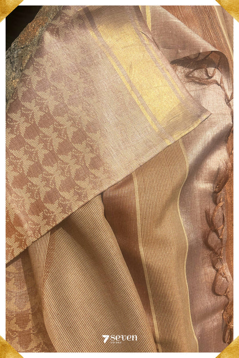 Heather Chattisgarh Brown Pure Kosa Silk Saree|Silk Mark Certified - Seven Sarees - Saree - Seven Sarees