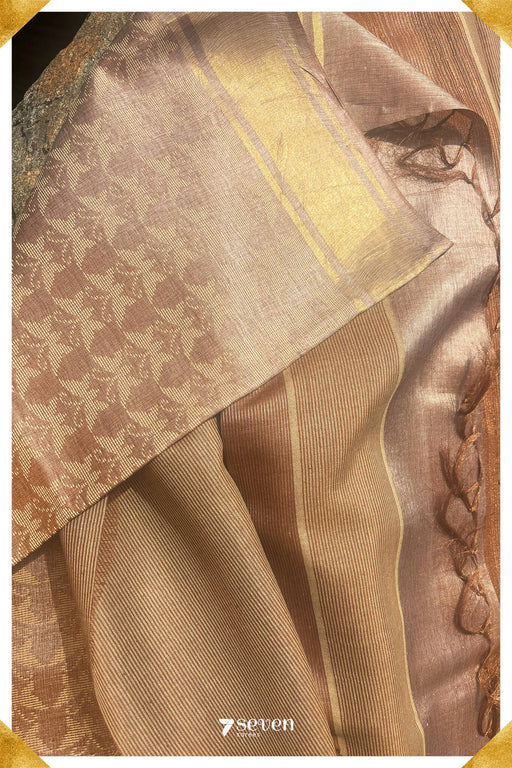 Heather Chattisgarh Brown Pure Kosa Silk Saree|Silk Mark Certified - Seven Sarees - Saree - Seven Sarees